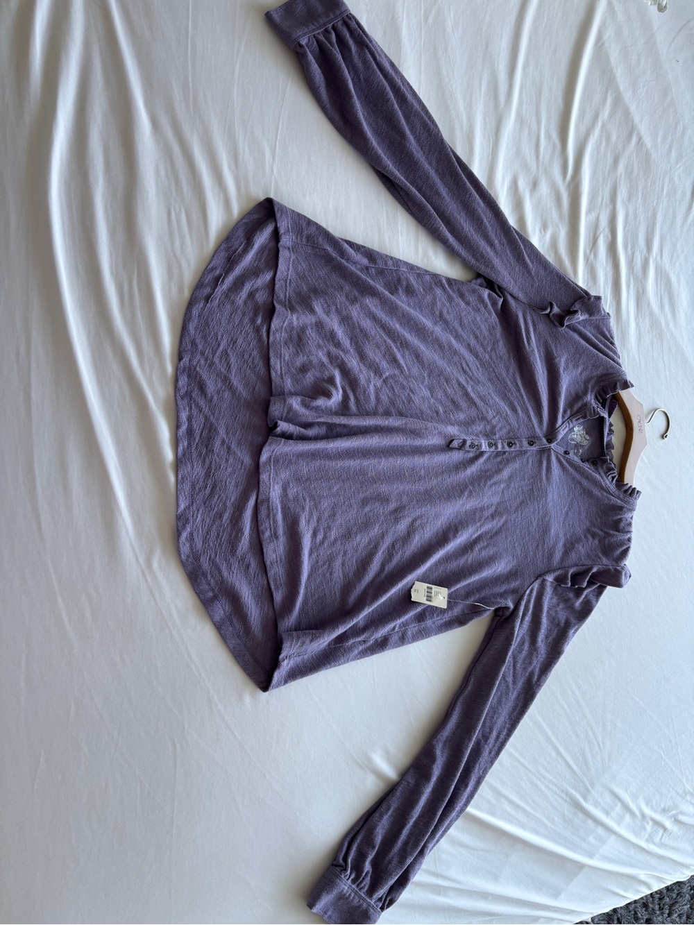 Pilcro (Anthropologie) Ruffle Henley Top Purple Gray - Size XL - NWT - Picture 4 of 10